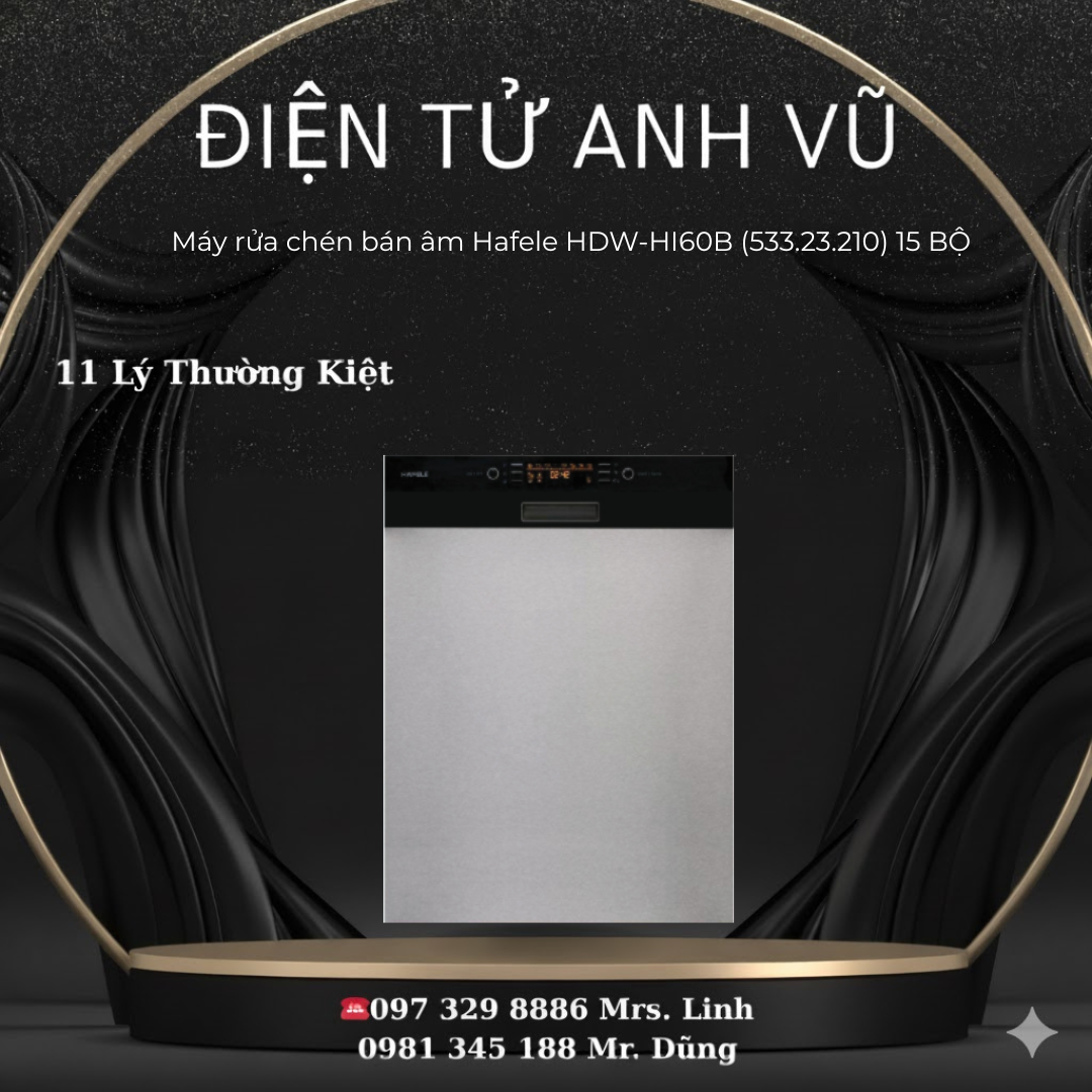 17.HDW-HI60B Máy rửa chén bát bán âm Hafele HDW-HI60B 15 bộ (533.23.210) - Ảnh 1