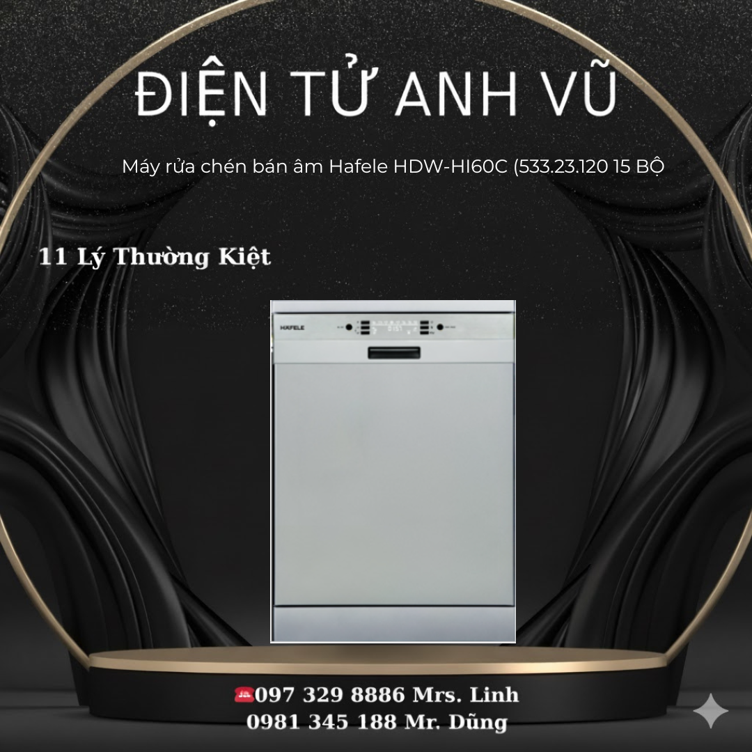 18. HDW-HI60C Máy rửa bát bán âm 15 bộ Hafele HDW-HI60C (533.23.120) - Ảnh 1