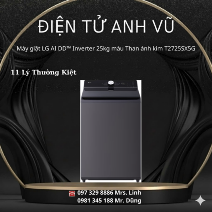 Máy giặt LG AI DD™ Inverter 25kg màu Than ánh kim T2725SX5G