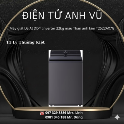 Máy giặt LG AI DD™ Inverter 22kg màu Than ánh kim T2522AX7G